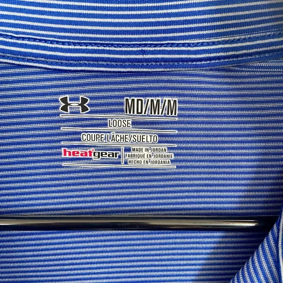 Under Armour Heat Gear 1/4 zip blue gray stripe loose Size M - Picture 2 of 4